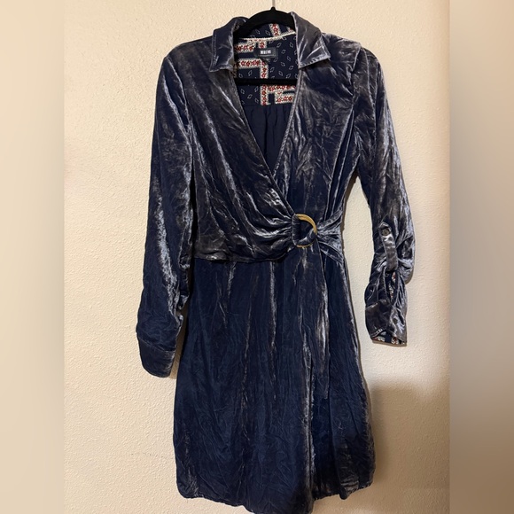 MAEVE BY ANTHROPOLOGIE BLUE VELVET WRAP DRESS SIZE 8 - Picture 4 of 5
